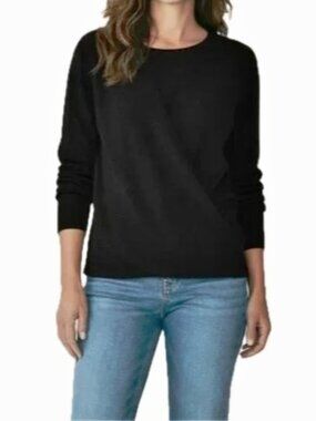 Theory Women's Black Cashmere Long Sleeve Ribbed Crewneck Sweater Size S  NEW